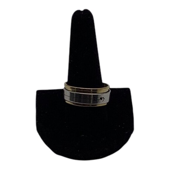 Stainless Steel & Gold Tone Love Engraved Spinner Ring Unisex Band Size 12 - Picture 4 of 9
